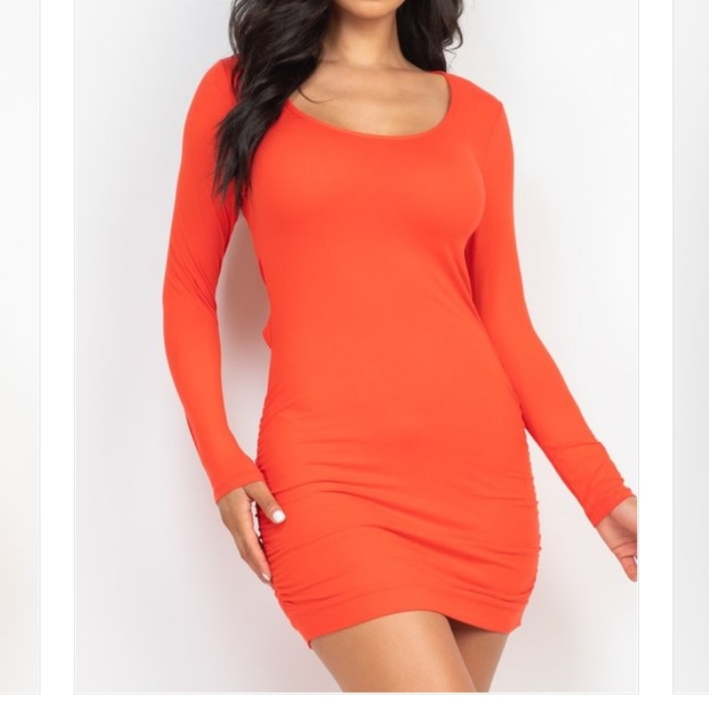 Plus Long Sleeve Dress with Open Back